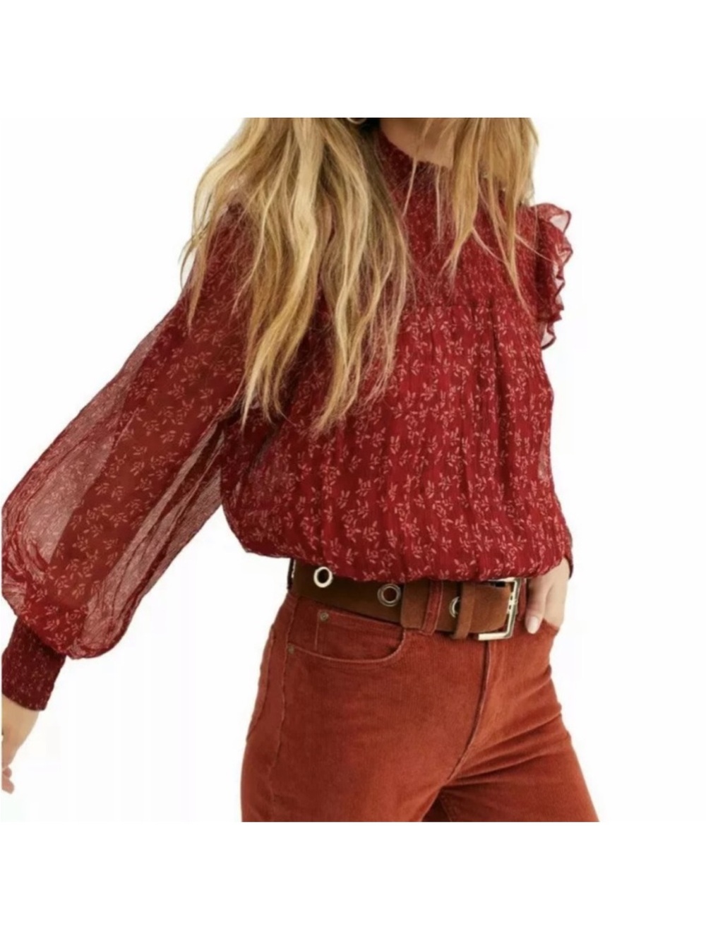 NWT Roma Free People Floral Top size L Prairie chic/Victorian romance feminine